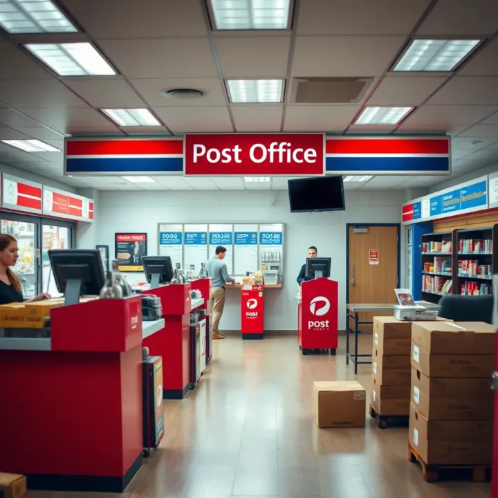 Service Counters and Parcel Area at Alberton Post Office Inside Alberton Post Office showing service counters and postal parcels