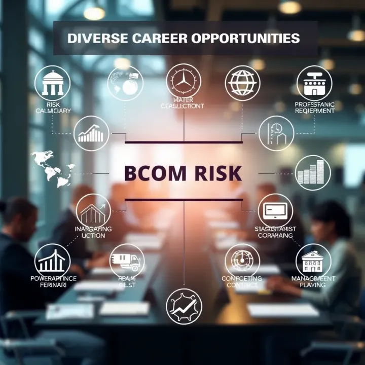 Visual representation of career pathways in risk management with icons depicting various industries and roles
