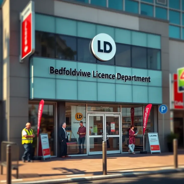 Bedfordview Licence Department Building Entrance Exterior view of Bedfordview Licence Department building with clear signage and entrance