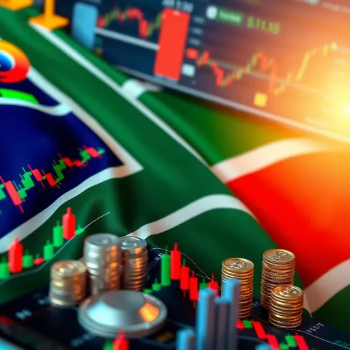 Forex Trading Opportunities and Market Flexibility for South African Investors South African flag with forex trading symbols and financial charts