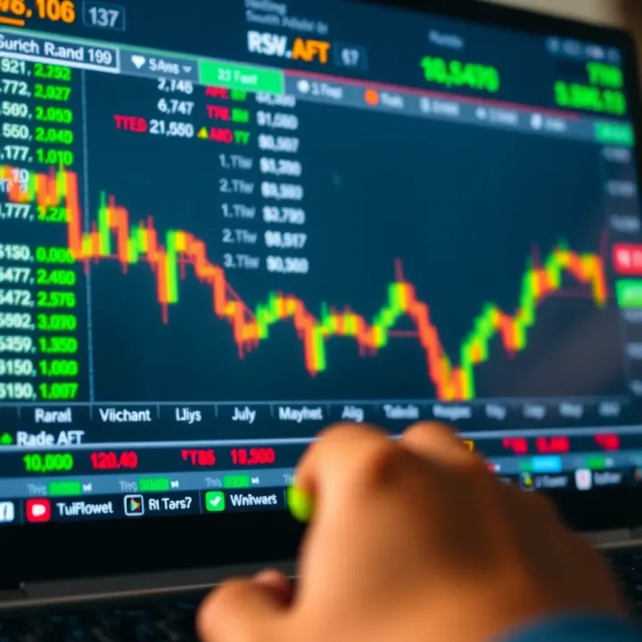 Top Forex Trading Platforms for South African Market Forex trading screen displaying currency exchange rates and charts with South African Rand