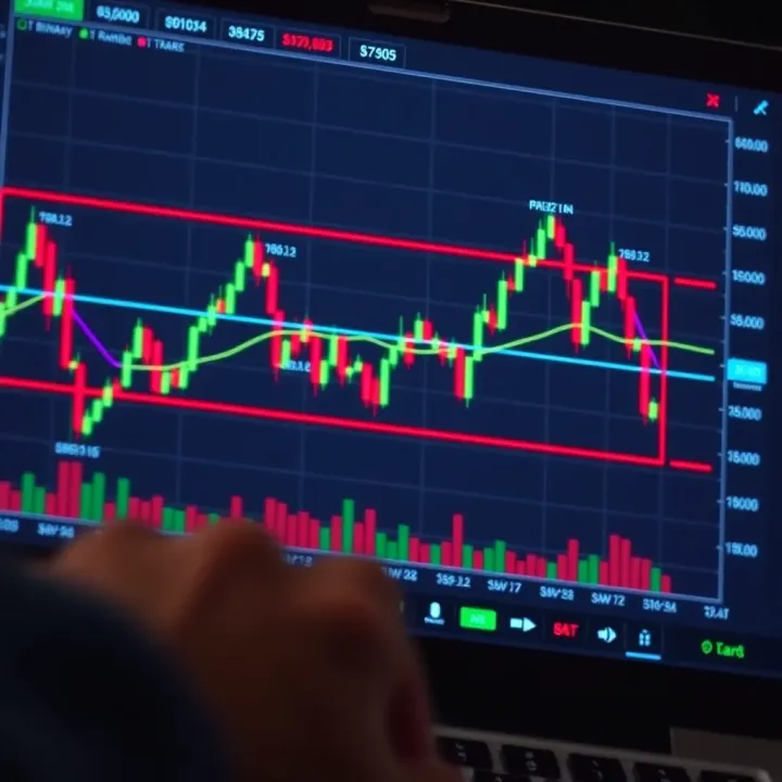 Practicing Binary Options Trading Strategies on Demo Accounts Chart displaying binary options trading strategies with trend lines and indicators for practice trading