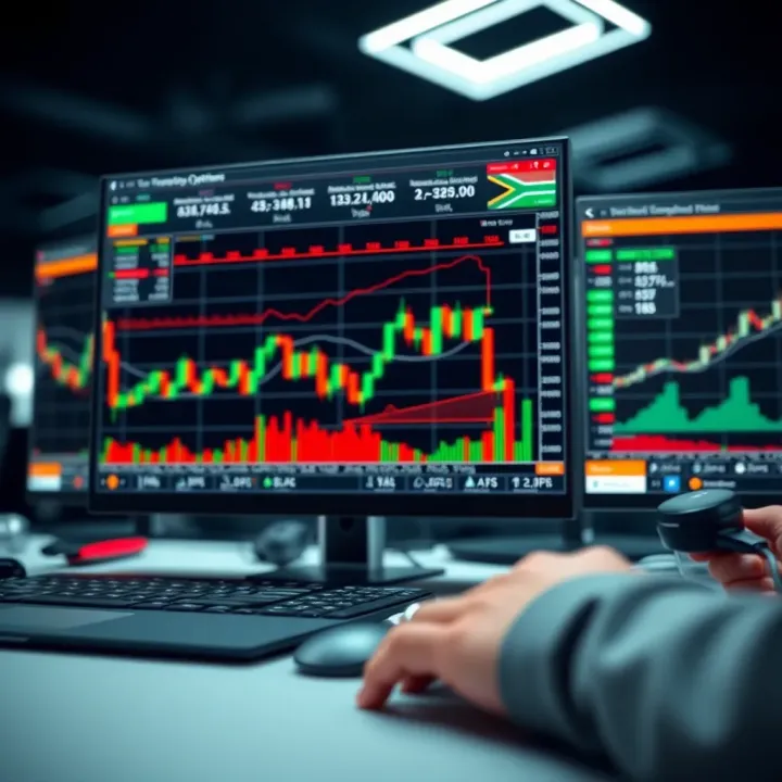 Interactive Trading Platform for Binary Options Visual representation of trading platform interface with charts and binary option selection tools