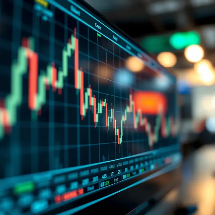 Graph depicting a binary options trading chart with clear upward and downward trends