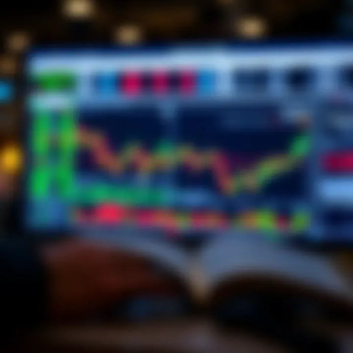 Open ebook displaying forex trading charts and analysis on screen