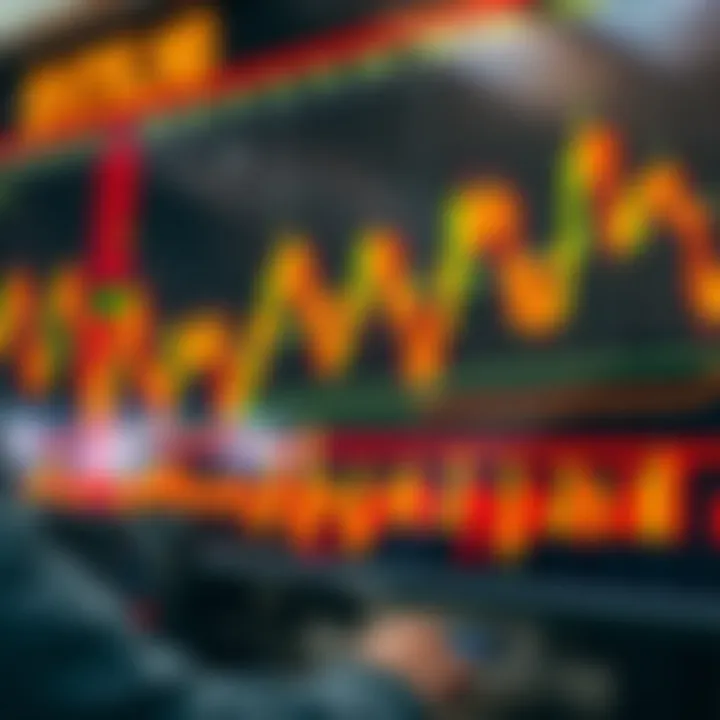 Binary Options Market Visualization with Trading Signals Conceptual visualization of binary options market with digital graphs and trading signals