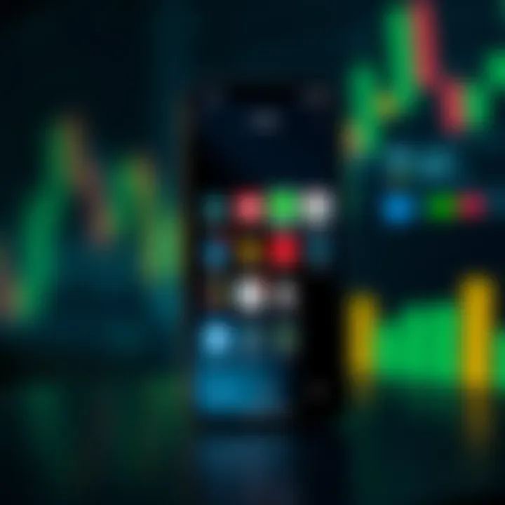 Illustration of a smartphone with icons representing different financial tools and data analytics