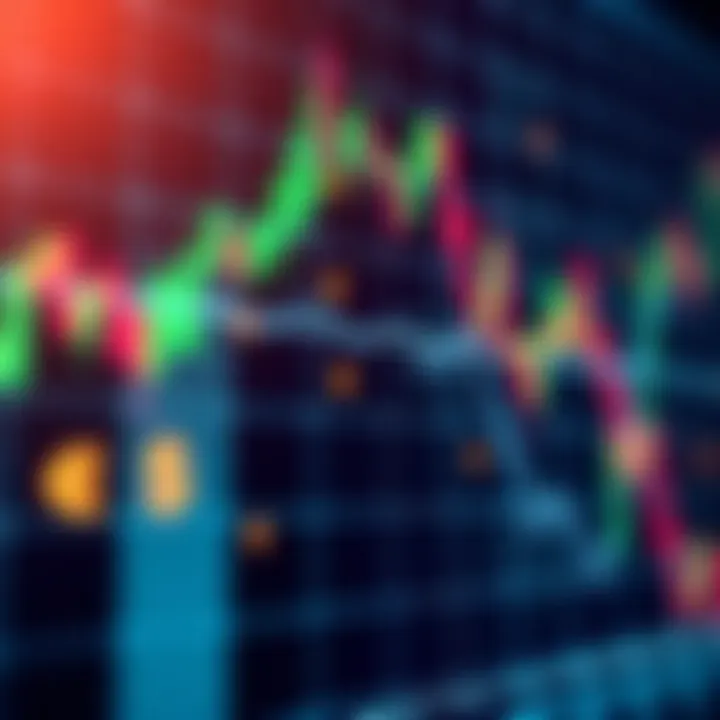 Graph showing forex market trends with currency symbols overlaid