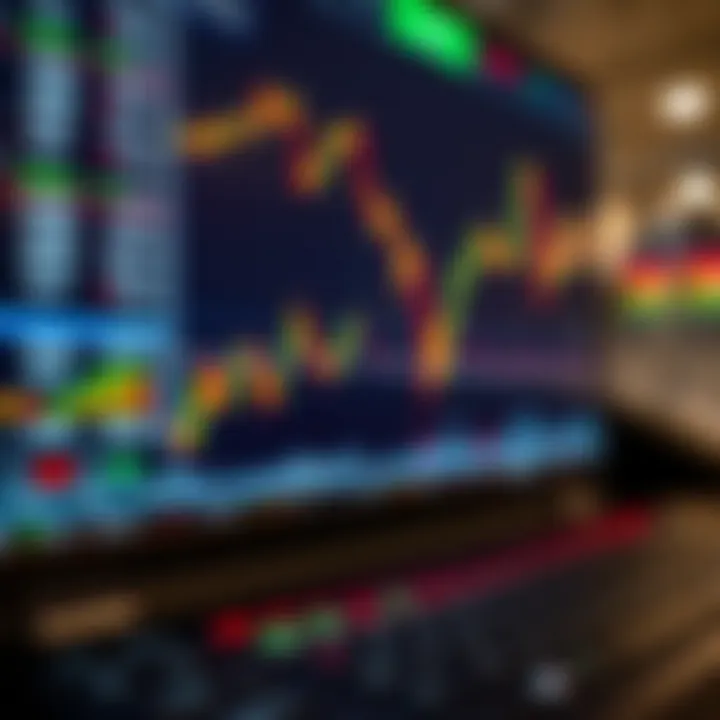 Digital chart displaying fluctuating forex currency exchange rates on a modern trading platform