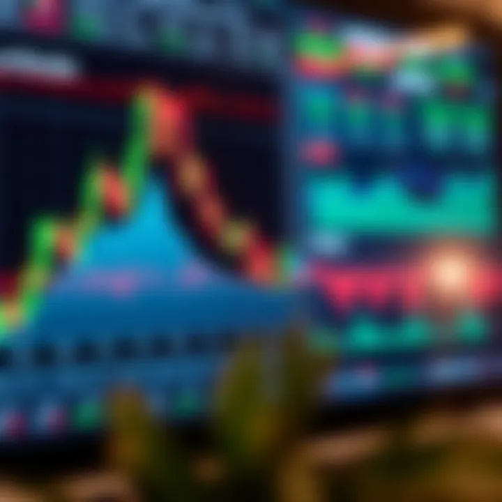 Illustration of a digital forex trading chart displaying currency pair trends and market analysis