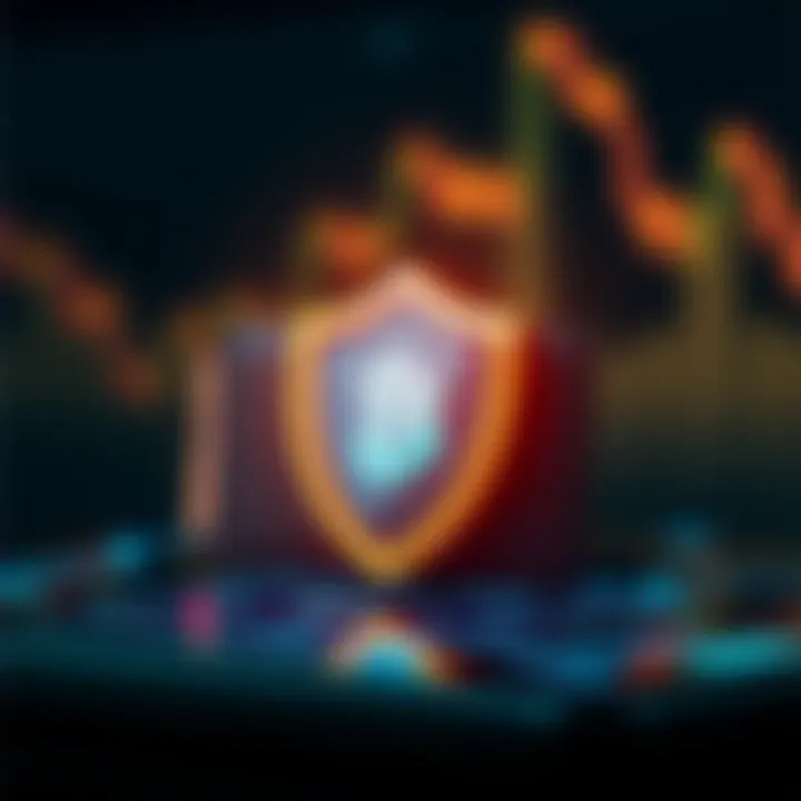 Secure digital wallet and regulatory shield icons symbolizing safety and compliance in cryptocurrency trading