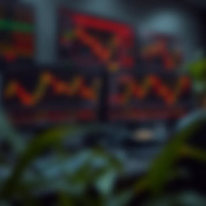 Digital workspace featuring dual monitors with forex market charts and currency symbols as wallpaper