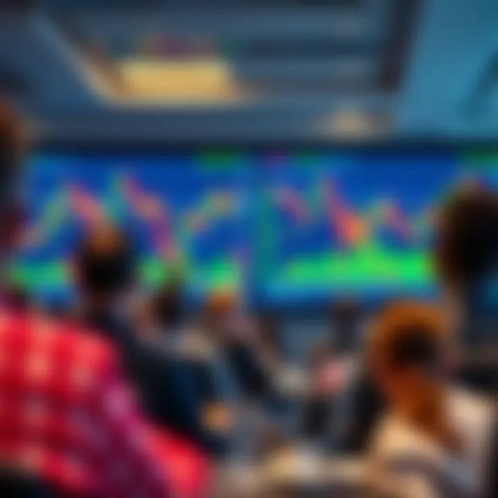 Close-up of forex market charts projected during a Durban trading seminar session