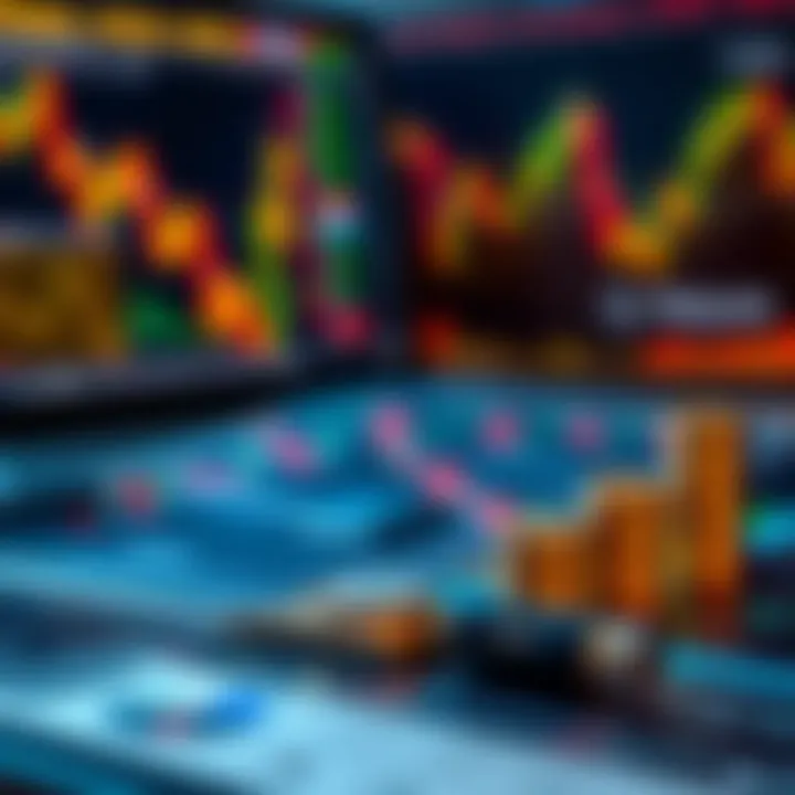 Illustration representing risk management tools and charts for forex trading