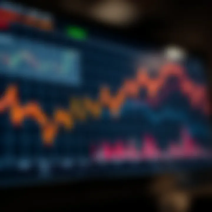 Graph illustrating currency exchange rate fluctuations in forex market
