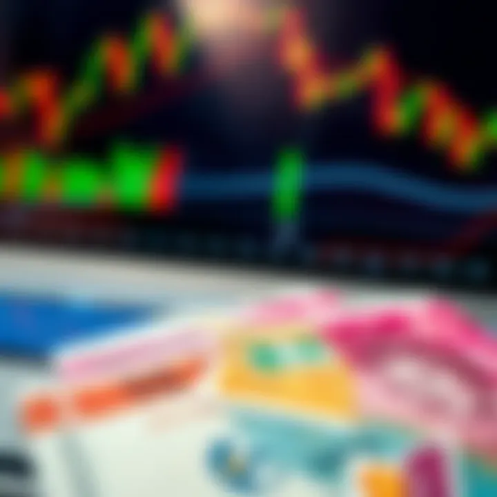 Forex Trading Compliance and Currency Trends in South Africa Close-up of financial charts and South African rand currency notes illustrating forex market analysis