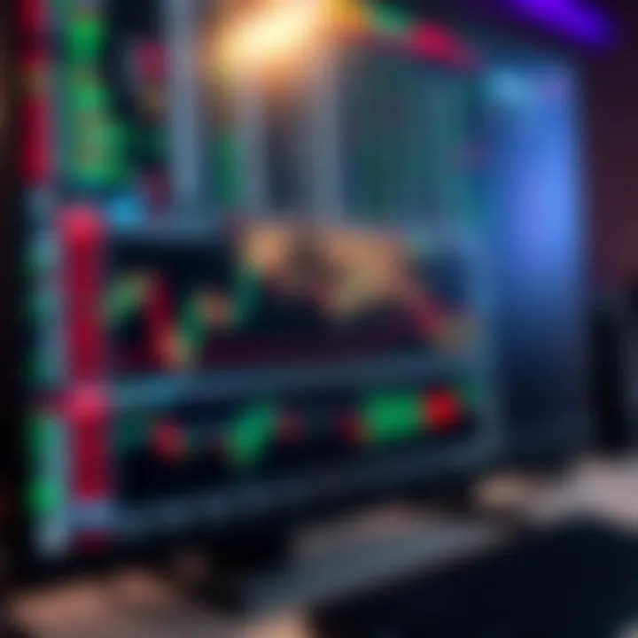 A computer screen displaying a forex trading platform with charts and data