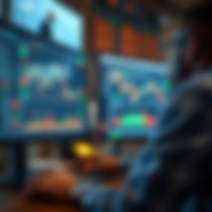 South African forex trader analyzing currency market charts on computer screen with financial data