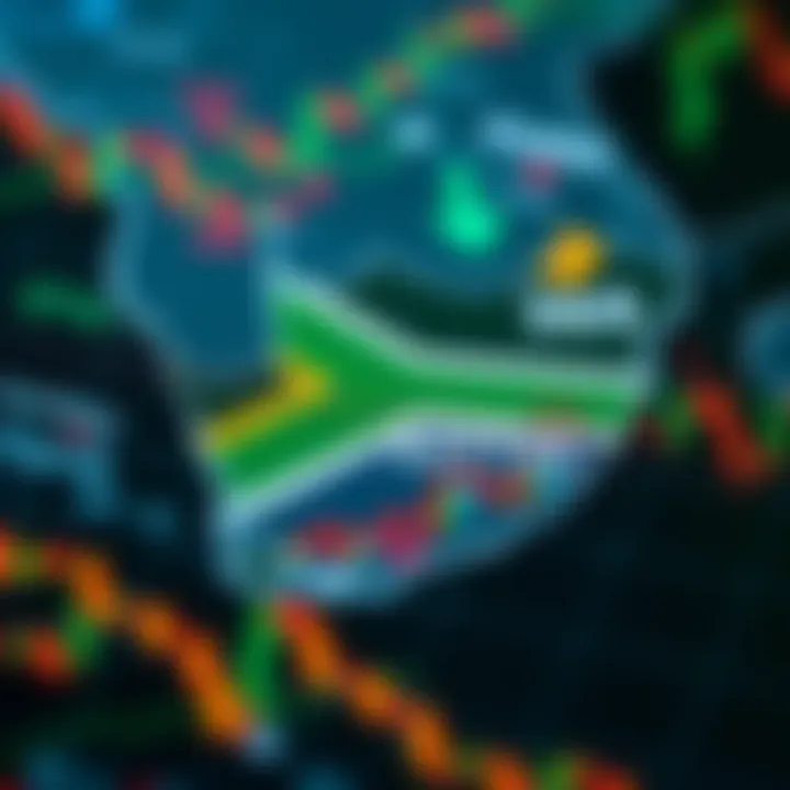 Map of South Africa with forex trading symbols and financial data overlays