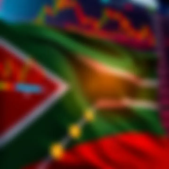 Forex Trading Opportunities in South Africa Illustration showing the South African flag with forex trading charts and currency symbols