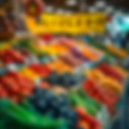 Fresh Produce Display at Fruit and Veg Tokai Market Fresh fruits and vegetables displayed at a bustling outdoor market with vibrant colors