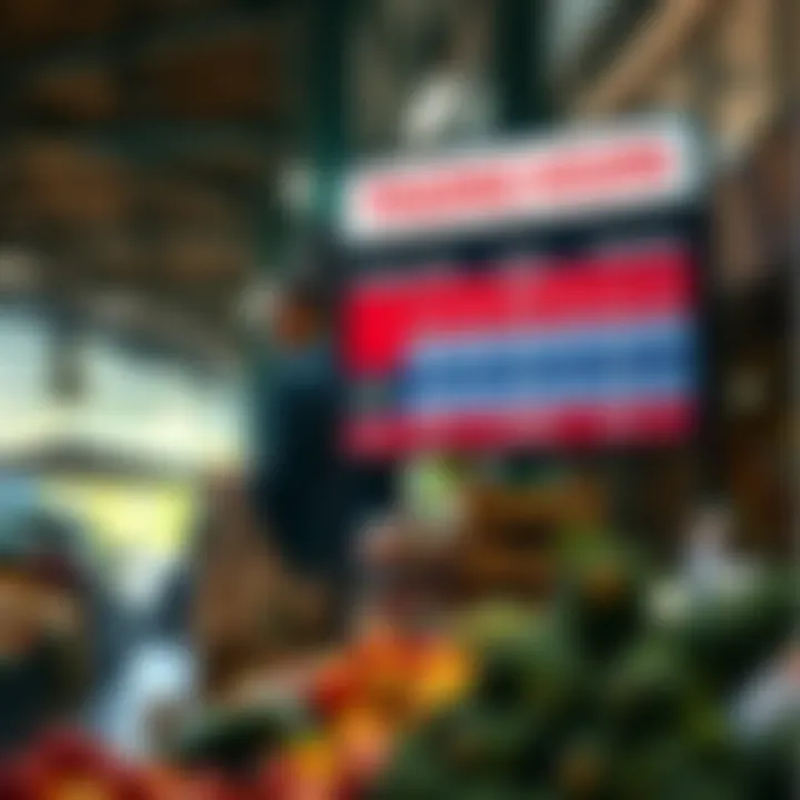 Signboard showing market trading hours at a popular fruit and vegetable market in South Africa