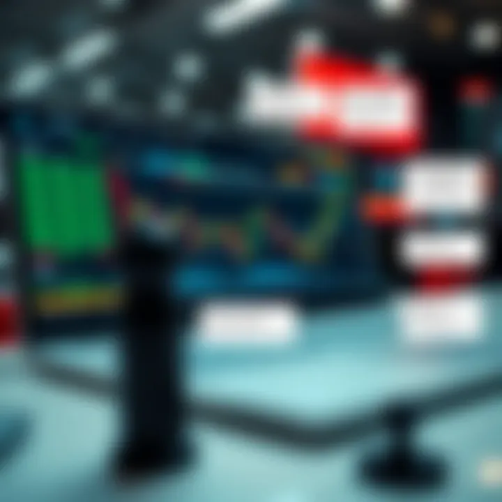 Diagram showing online trading platform interface with charts and risk management tools