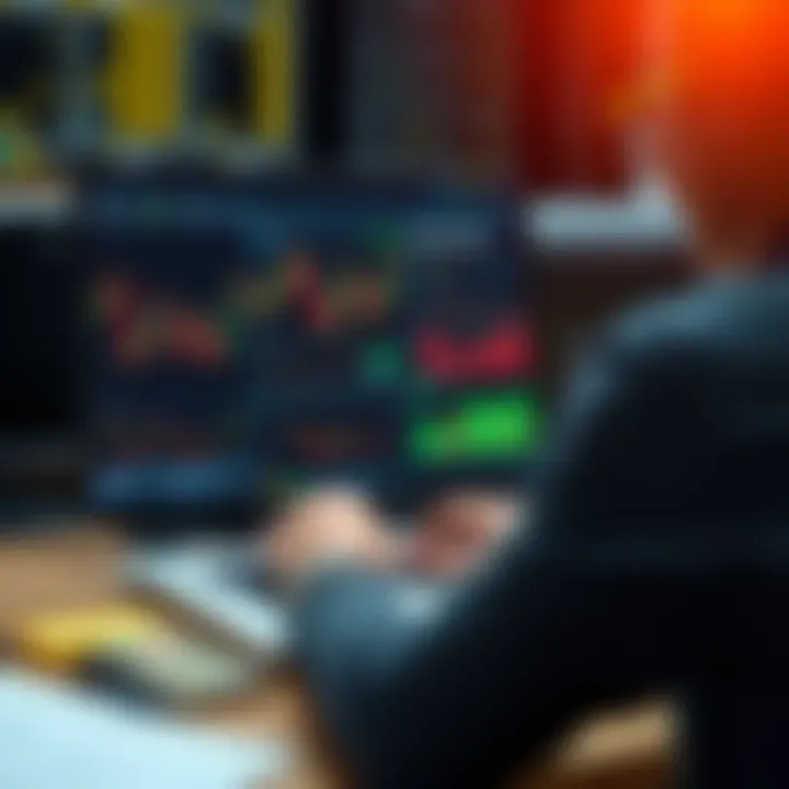 Person watching forex trading tutorial on laptop with charts and indicators