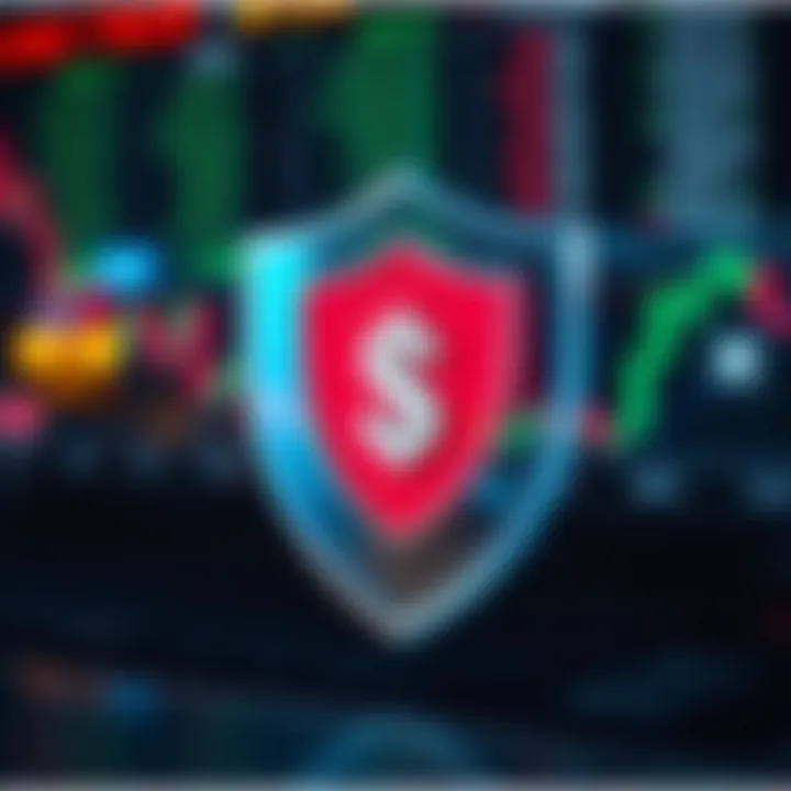 Conceptual graphic depicting secure forex trading with shield and currency symbols