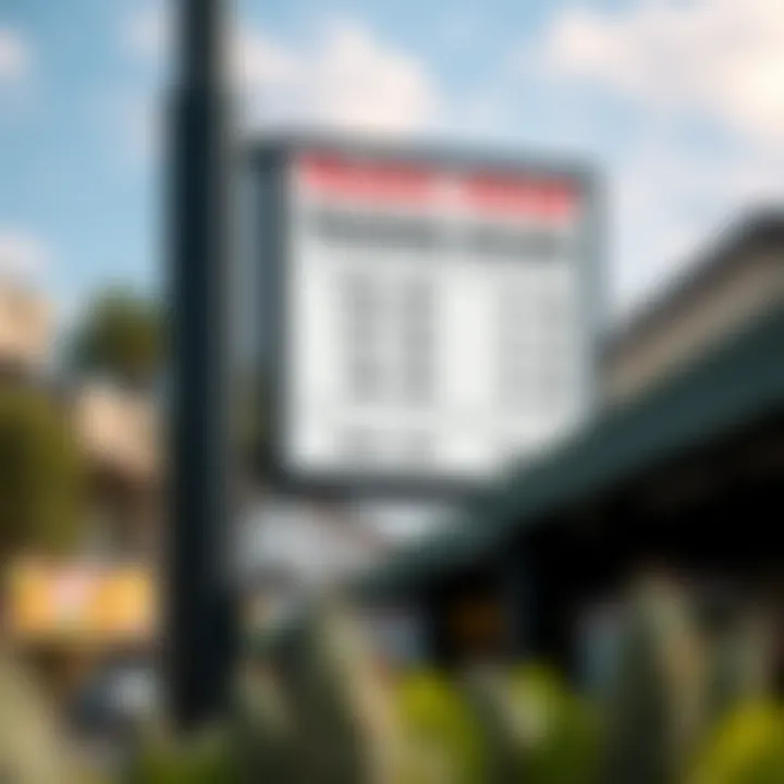 Signboard showing the trading hours of a fruit and vegetable market in Park Meadows