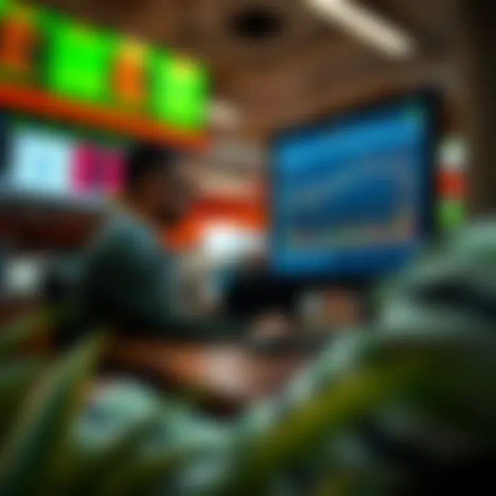Visual representation of a trader using a digital platform highlighting brokers offering no minimum deposit accounts