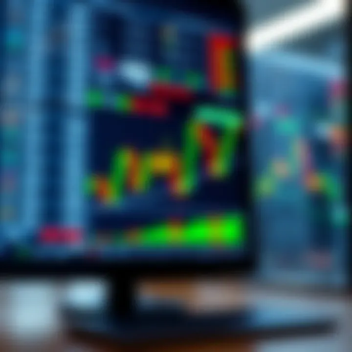 Digital interface showing binary trading chart and virtual currency exchange