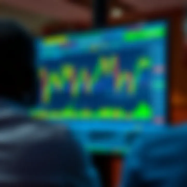 Close-up of forex market charts displayed on a digital screen during educational seminar