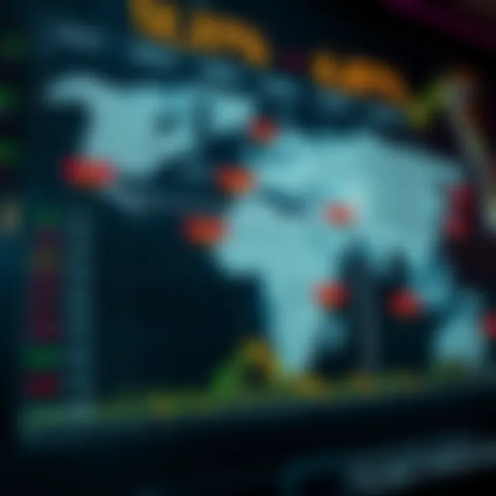 Global forex trading sessions with highlighted time zones showing major market openings and closings relevant to South African traders