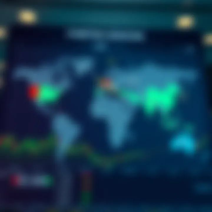 Global map highlighting major forex trading sessions with regional time zones