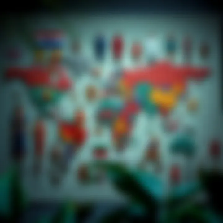 Diverse cultural symbols and patterns arranged to highlight gender diversity across societies