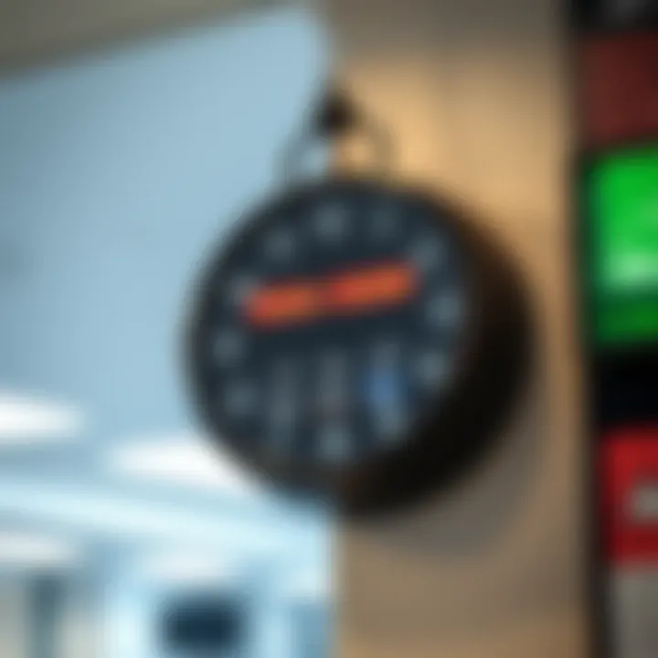 Clock showing the official trading hours displayed at Winkelspruit Licensing Department