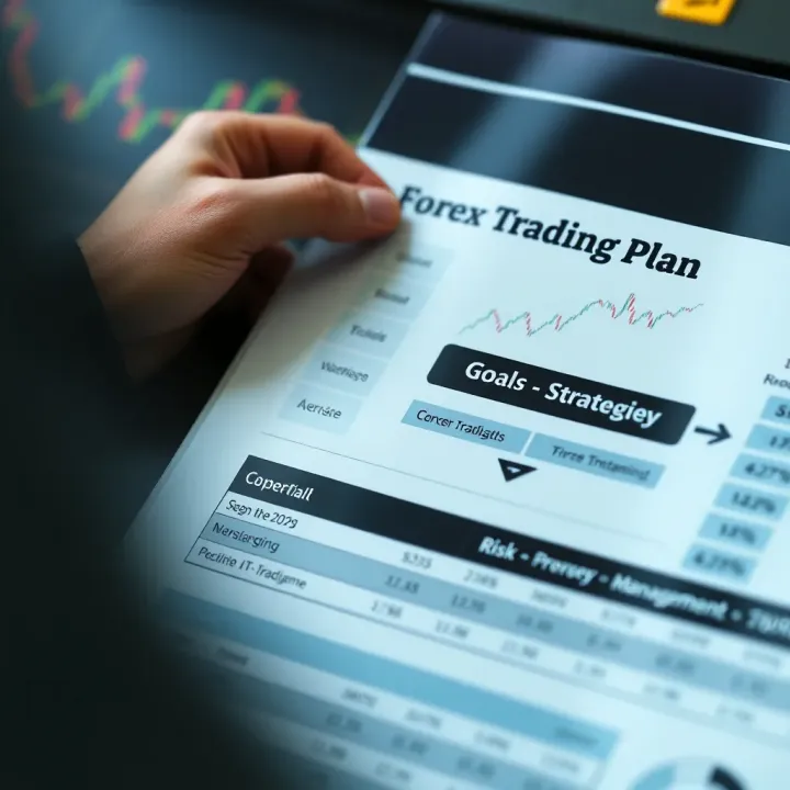 Chart showing key elements of a forex trading plan including goals, strategies, and risk management