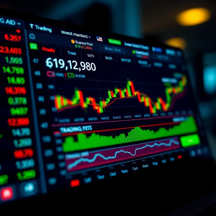 User interface of a trading app showing market trends and investment options