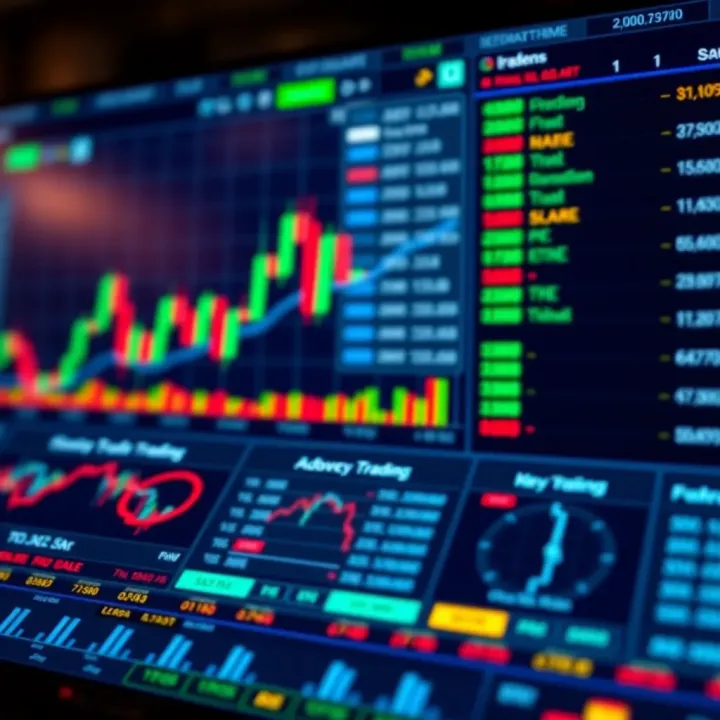 Dashboard view of a forex trading platform showing currency charts and key trading indicators