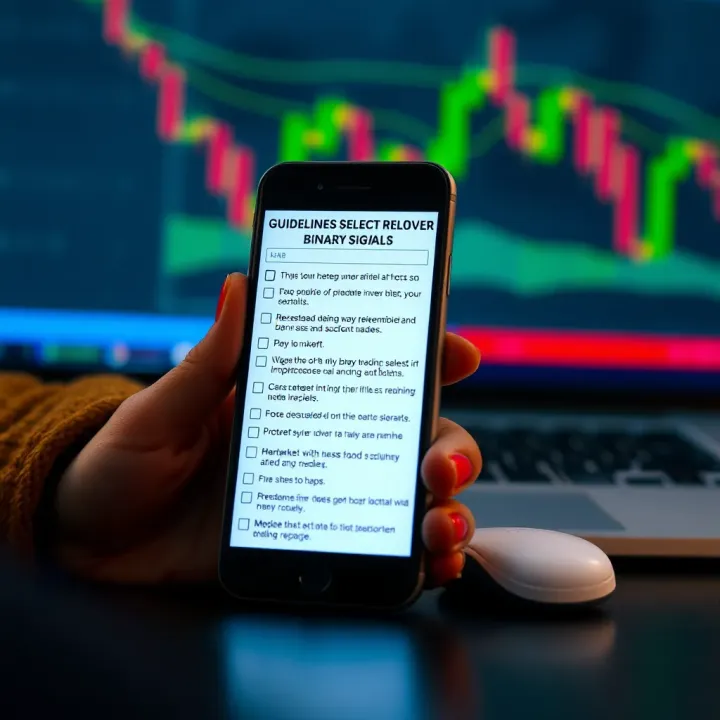 Checklist and smartphone screen displaying criteria for selecting reliable trading applications