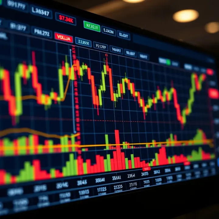 Visual representation of forex trading charts with candlestick patterns and currency pairs