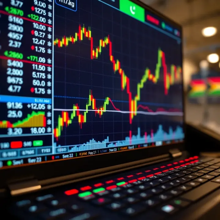 Digital chart displaying fluctuating forex currency exchange rates on a modern trading platform