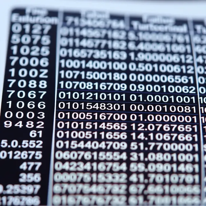 Table showing hexadecimal digits alongside their binary equivalents for quick reference