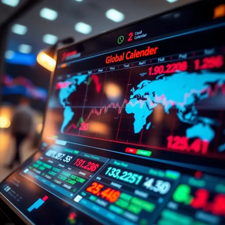 Economic calendar displaying various upcoming global financial events impacting currency trading