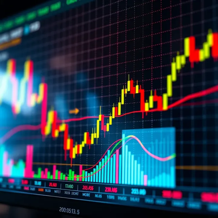 Graph showing currency pair price movements with technical indicators overlay