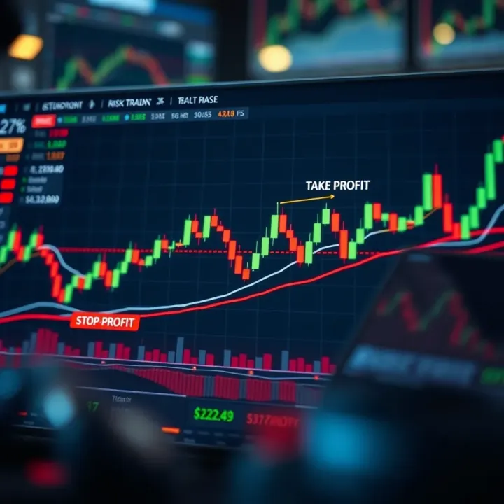 Graph illustrating risk management techniques with stop-loss and take-profit levels on a stock price chart