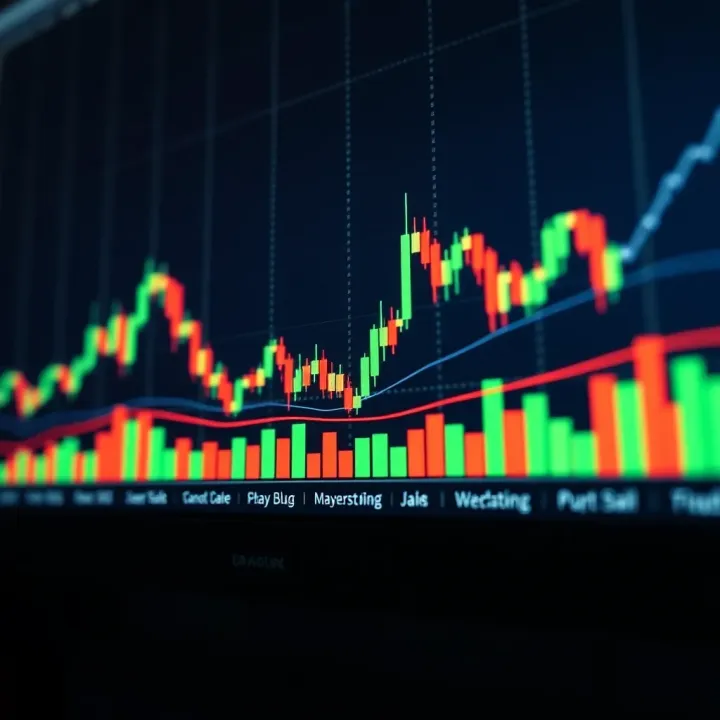 Chart displaying candlestick patterns and trend lines for swing trading analysis
