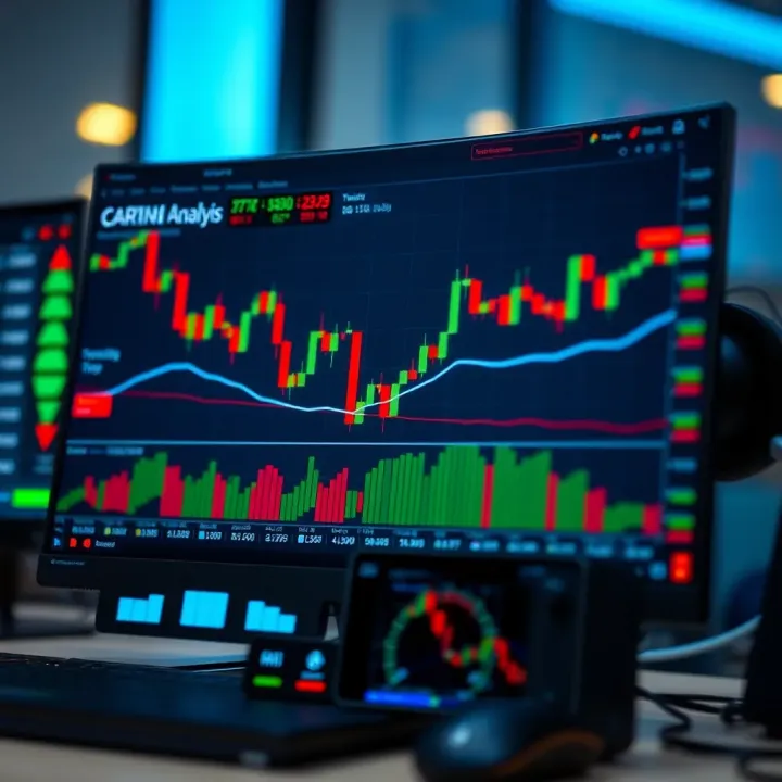 Advanced Charting Software for Forex Analysis Technical analysis chart displaying candlestick patterns and indicators for currency trading
