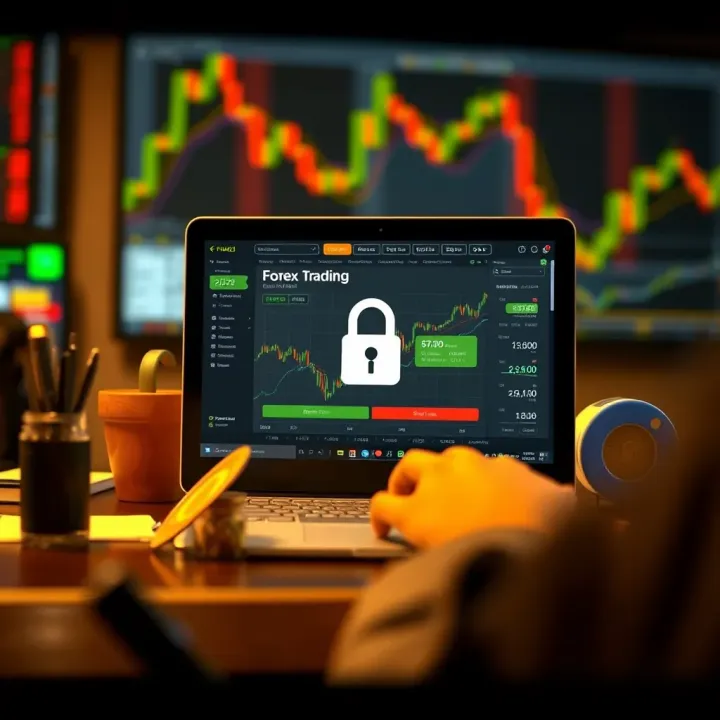 Setting Up a Forex Trading Account in South Africa Illustration of a secure online forex trading account setup with financial icons